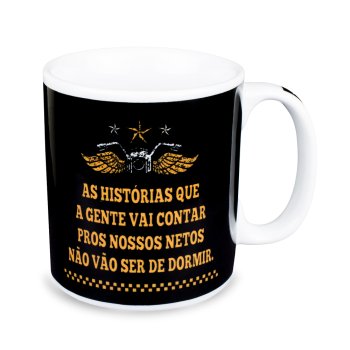 Caneca de Porcelana 320 ml decoração faixa- Motos 30