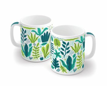 Caneca de Porcelana 320 ml decoração faixa- Suculenta 9023