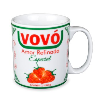 Caneca de Porcelana 320 ml decoração faixa- Vovó amor refinado especial. 46