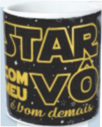 Caneca de Porcelana 320 ml decoração faixa- STAR COM MEU VÔ