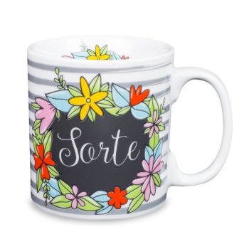 Caneca de Porcelana 320 ml decoração faixa- Sorte 101